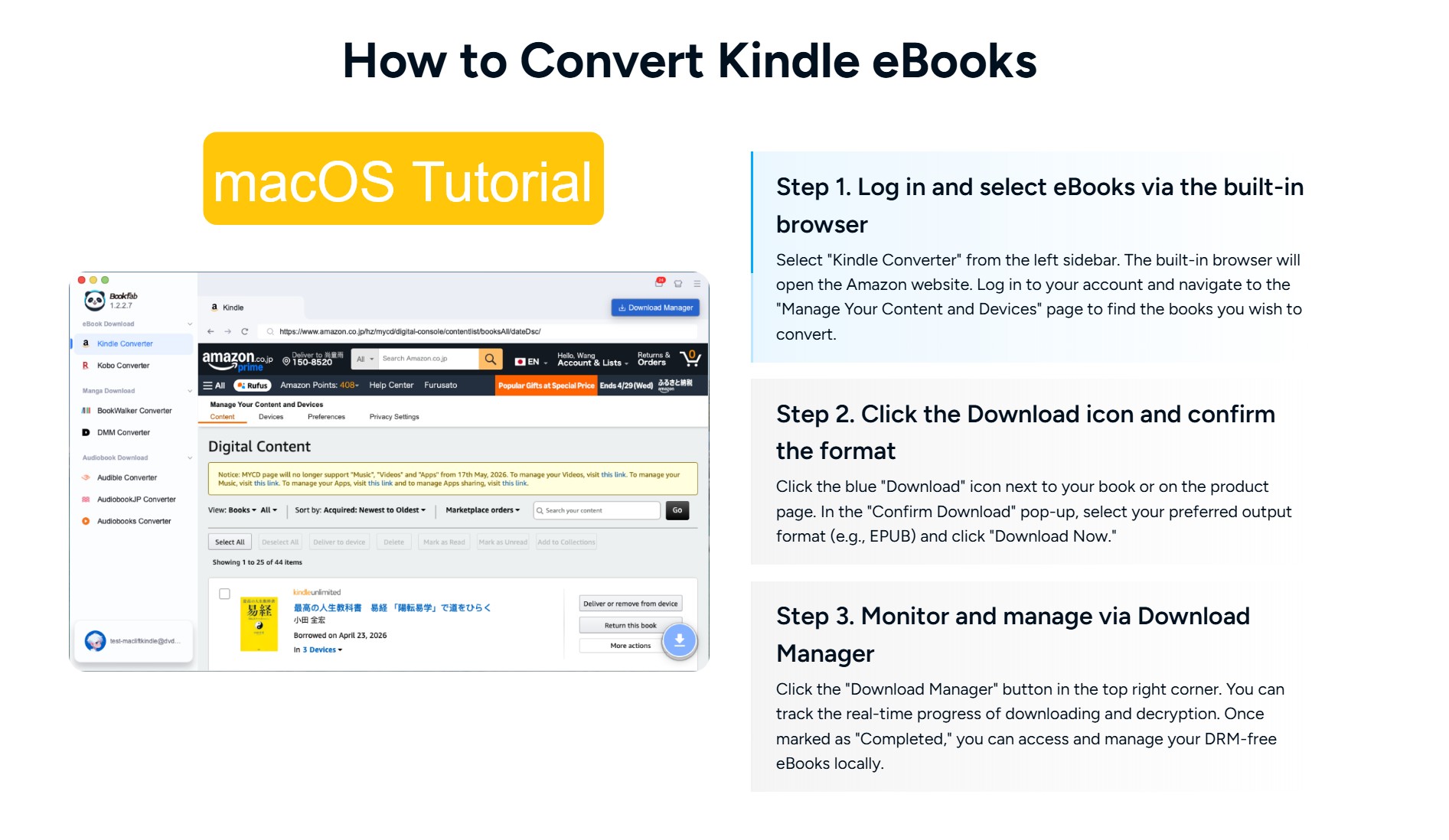 How to Convert Kindle to EPUB with BookFab Kindle Converter on macOS