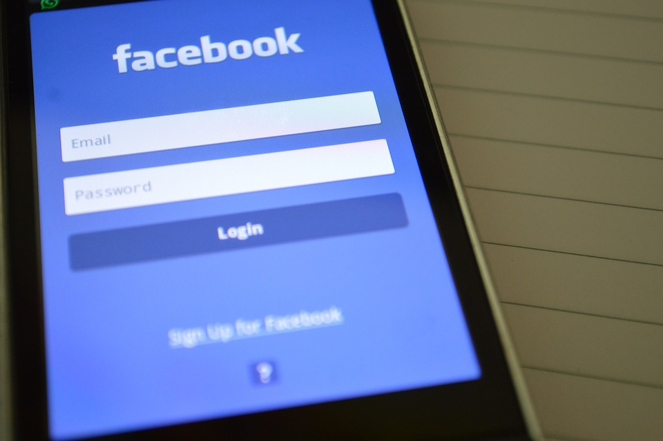 facebook log in interface