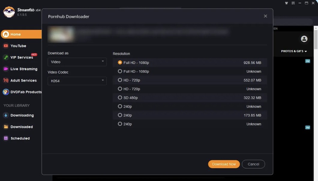 pornhub to mp4: streamfab