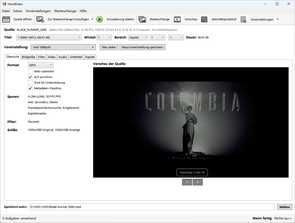 kopiergeschützte dvd in mp4 umwandeln kostenlos mit HandBrake DVD Ripper Freeware