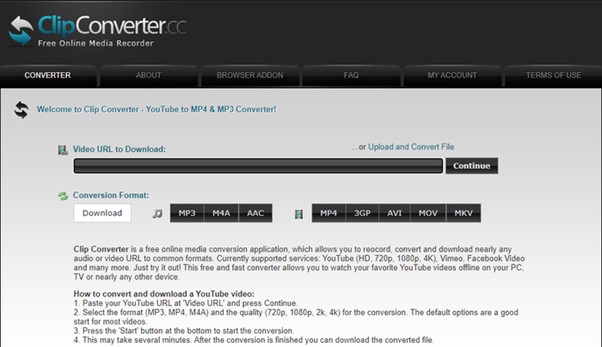 YouTube in MP4 iPhone konvertieren:Clipconverter.cc  