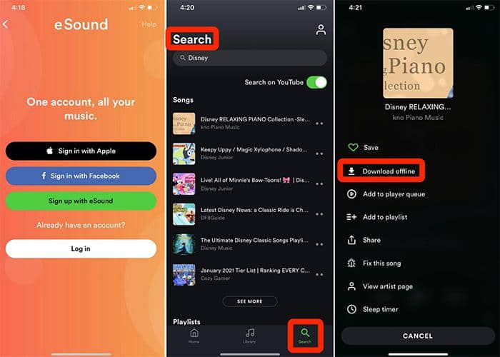 Download a Disney song on iPhone