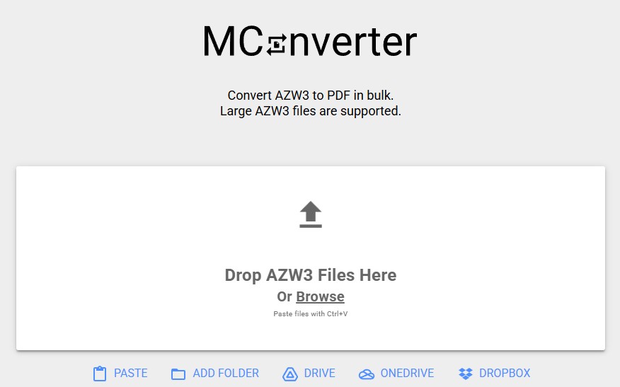 AZW3 to PDF Mconverter online
