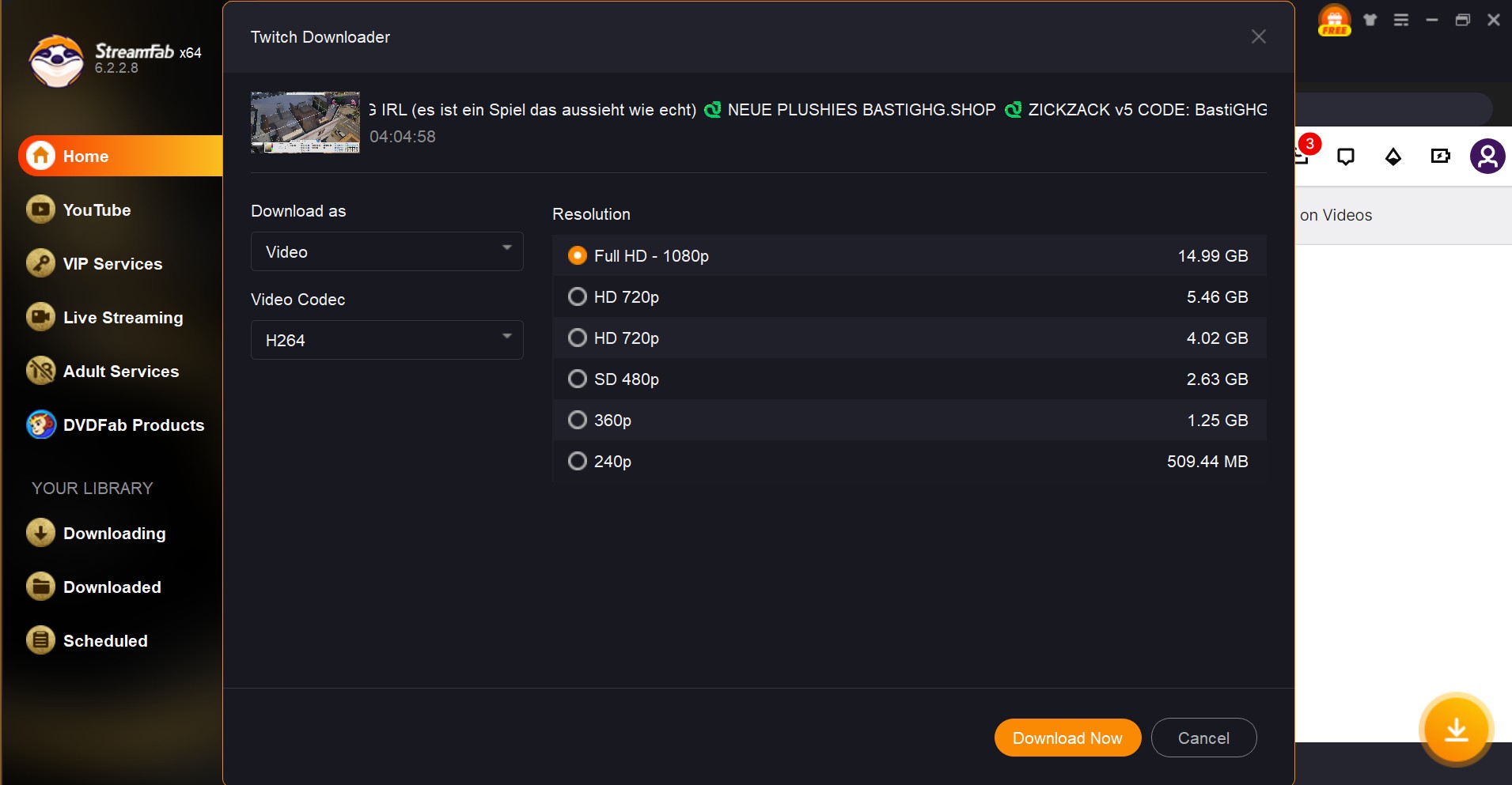 how to save twitch streams: streamfab