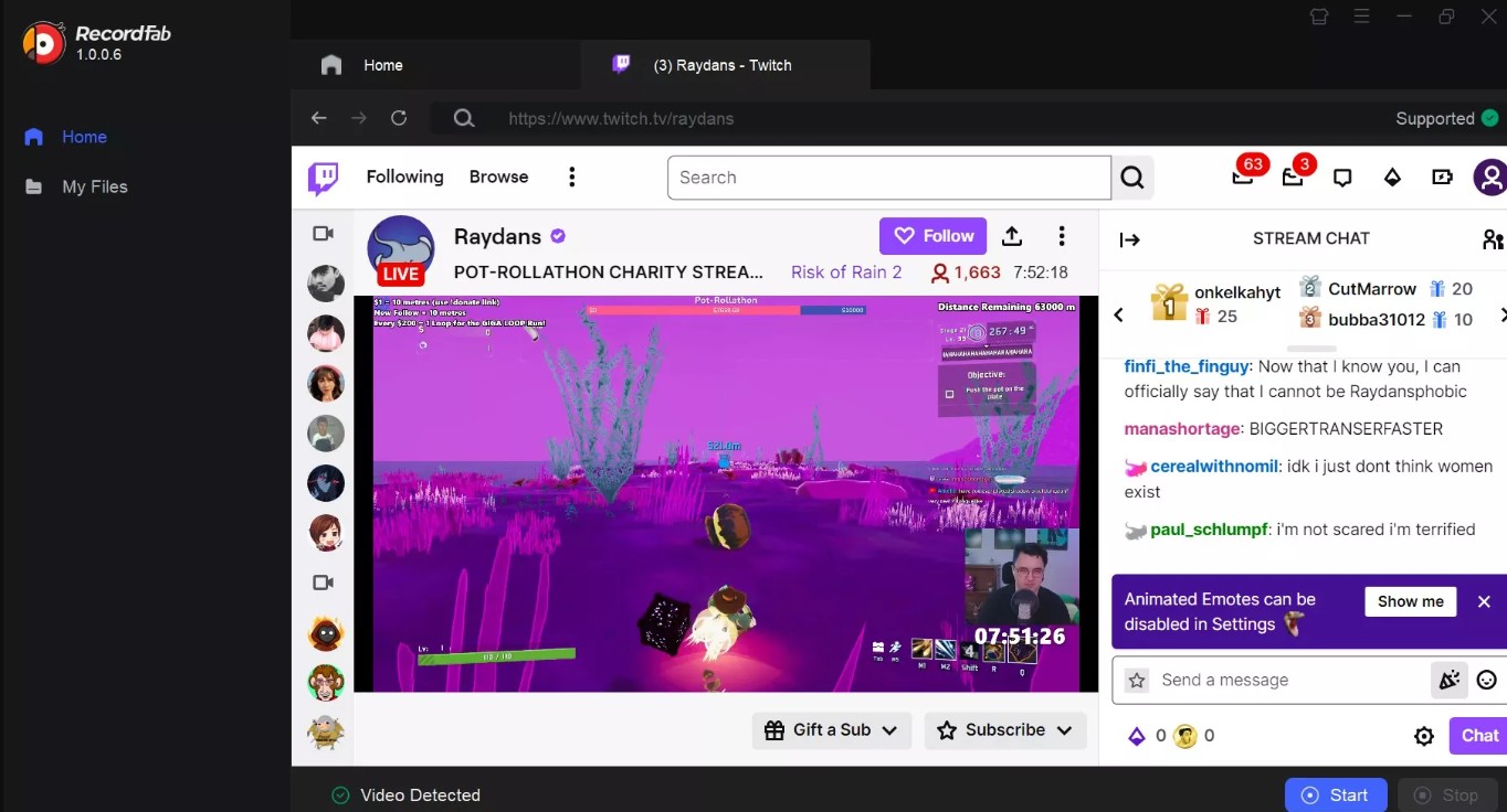 how to save twitch streams: recordfab