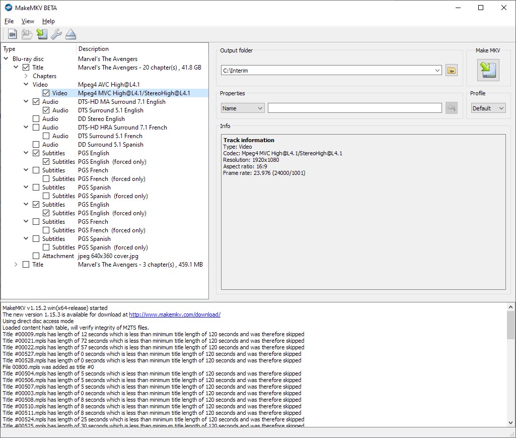 Step 1: Rip Blu-ray to&nbsp;an MVC 3D MKV with MakeMKV