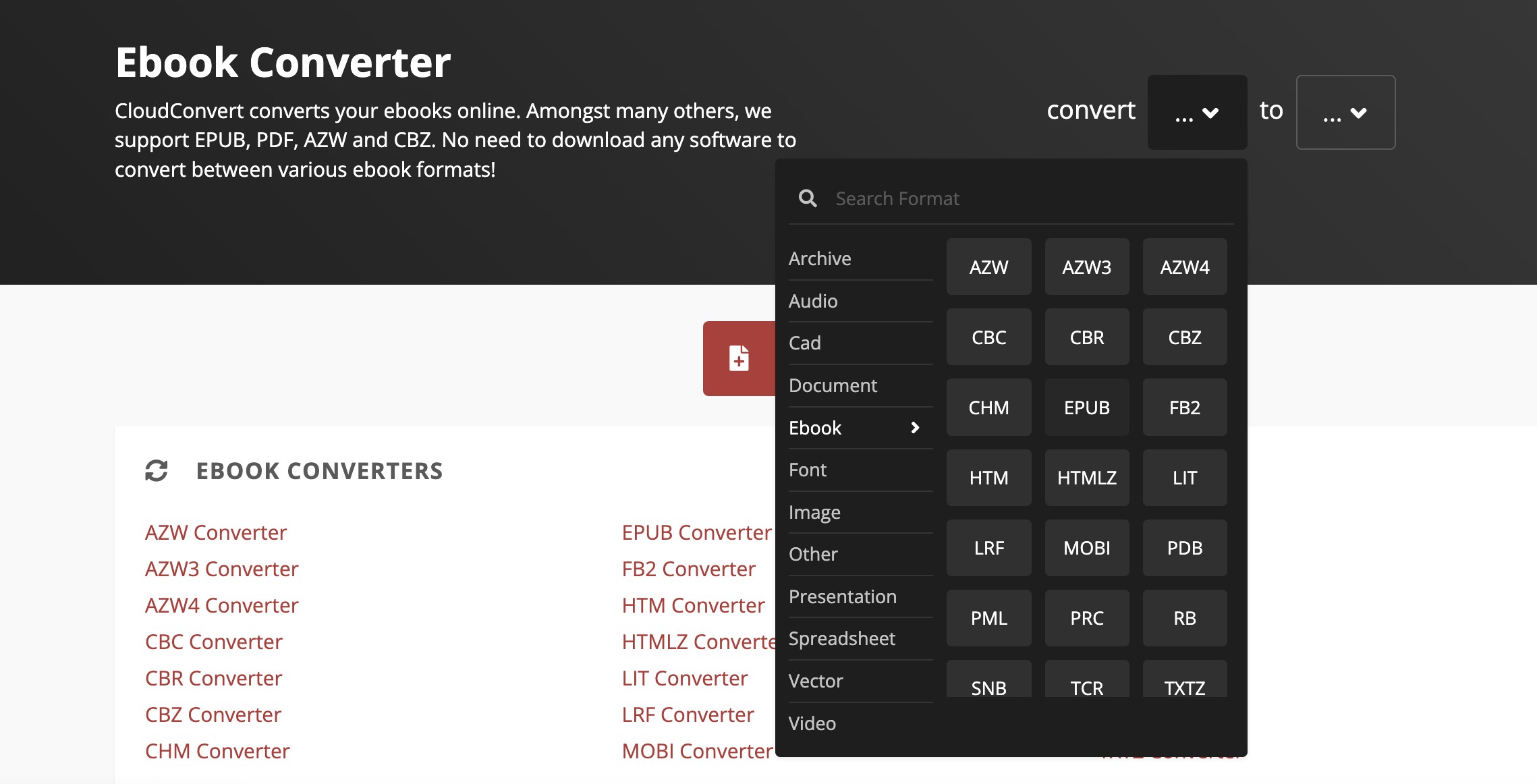 Étapes pour convertir EPUB en PDF avec CloudConvert