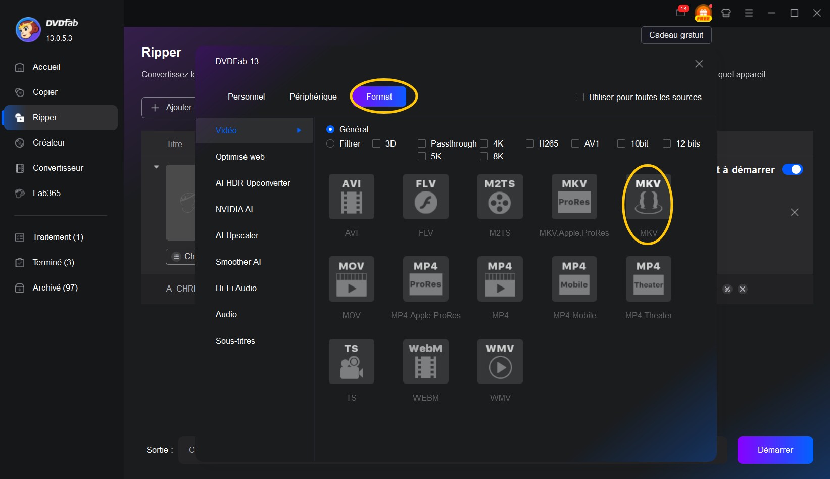 convertir dvd en mkv avec dvd ripper