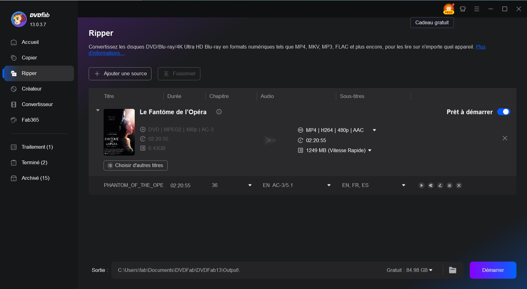 Comment numériser votre DVD Monsters Inc. avec DVDFAB DVD Ripper: