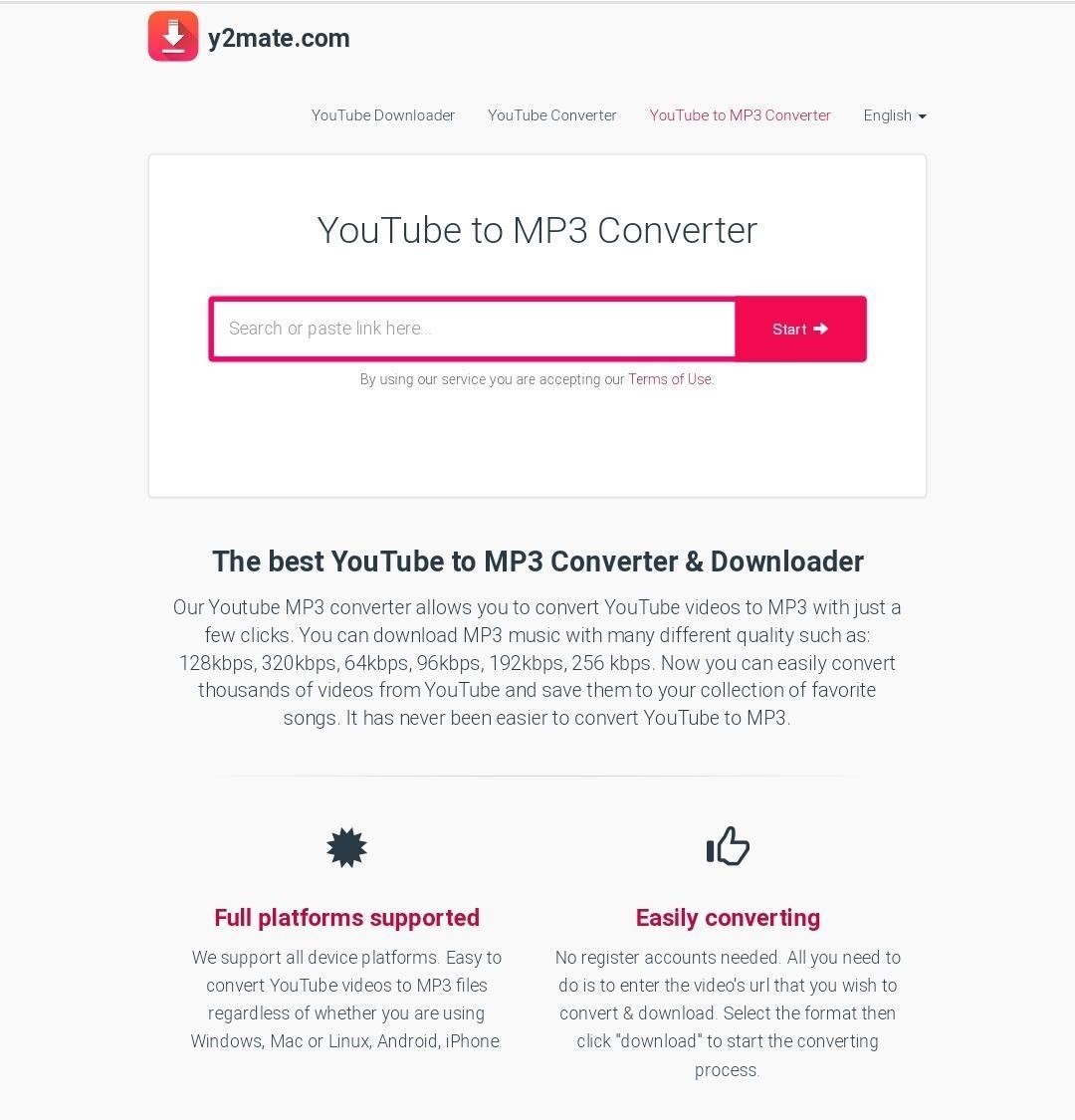 Convertisseur YouTube en MP3 pour Mac : y2mate