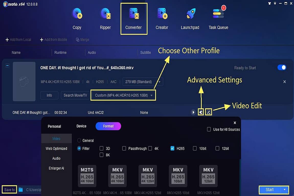youtube video processing by dvdfab video converter