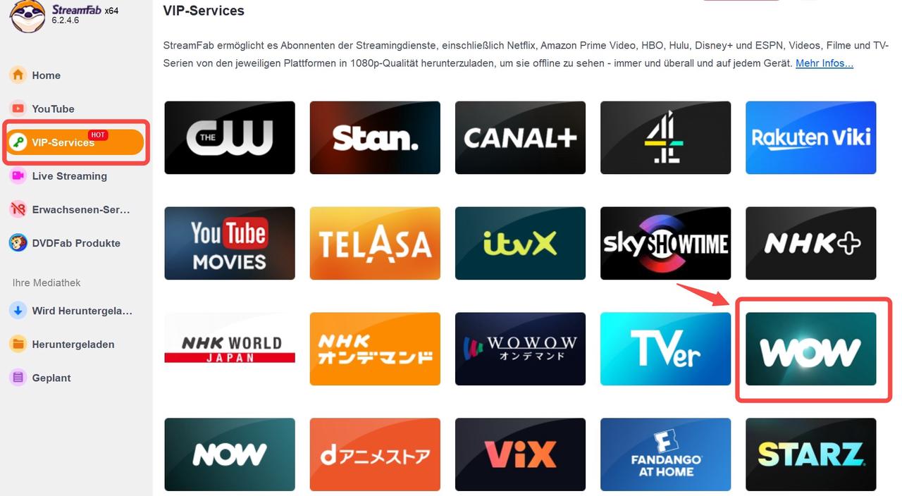 Homepage von StreamFab WOW Downloader