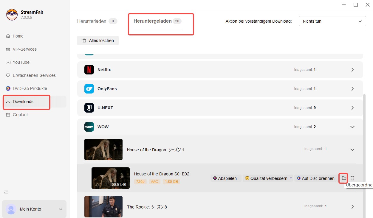 Jetzt wird der WOW Download gestartet