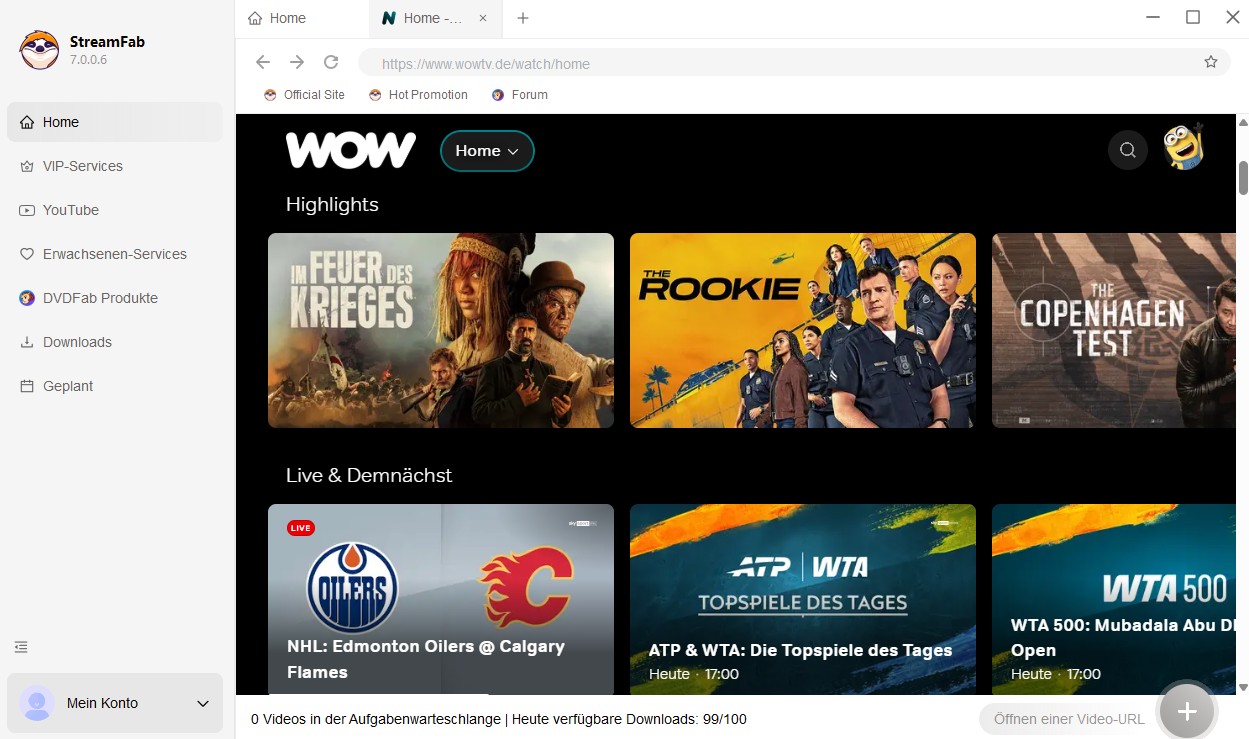 Anleitung zum Herunterladen von WOW Videos in MP4-Format