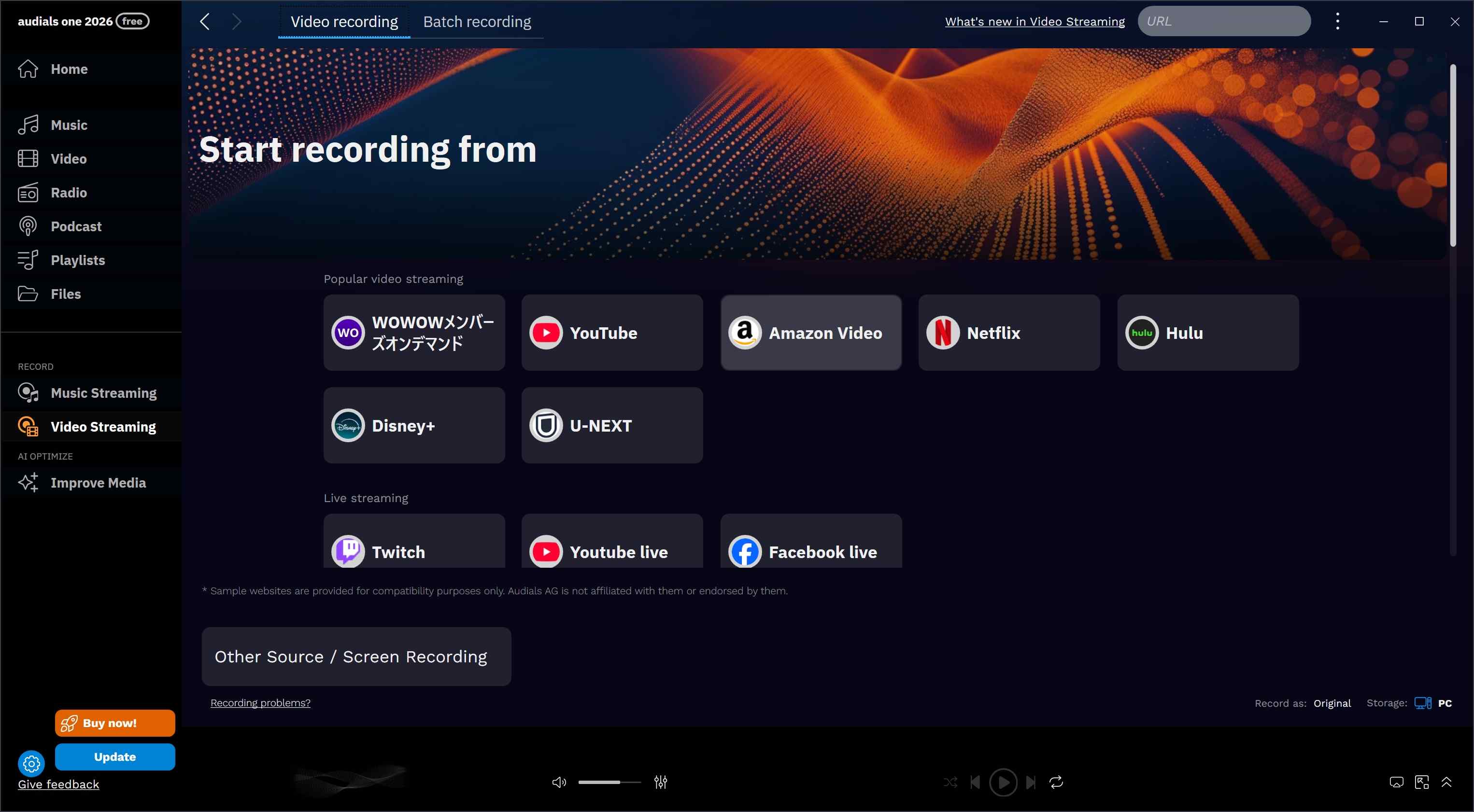 how to use audials for prime video recording:step 1