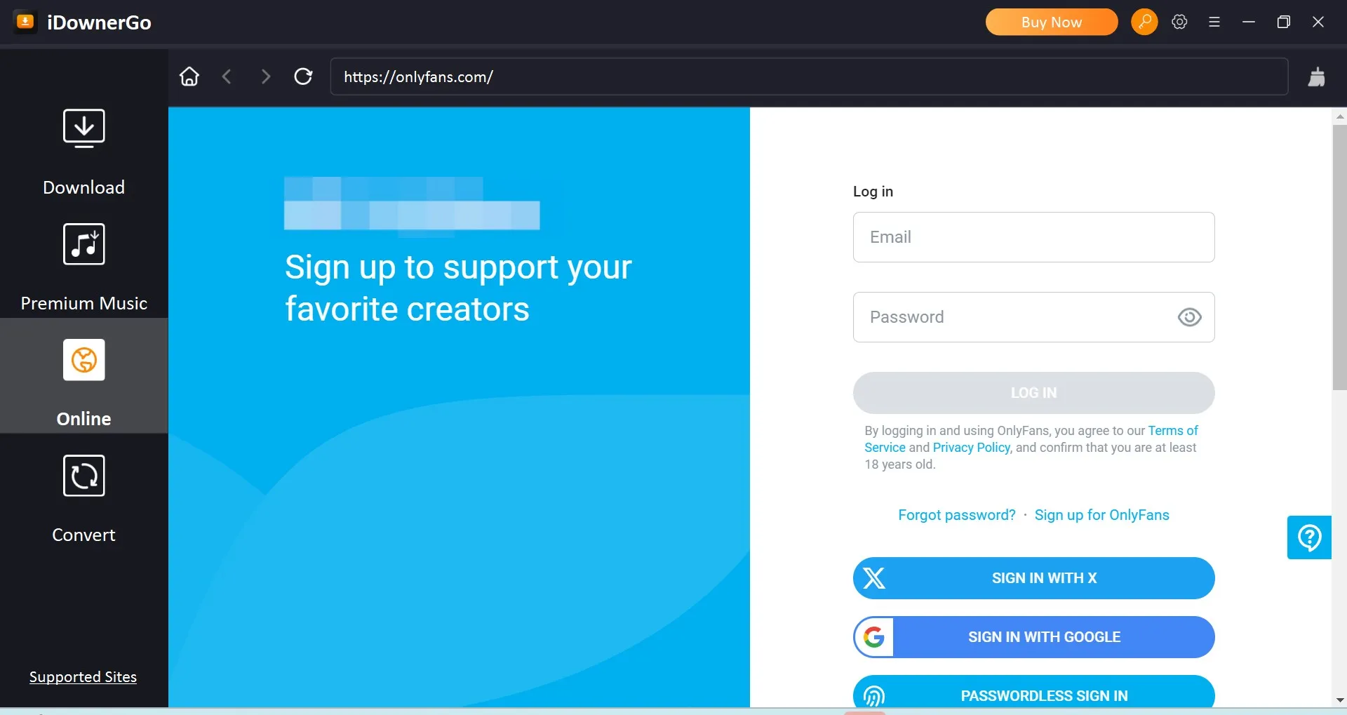 how to save onlyfans content with idownergo: step 1