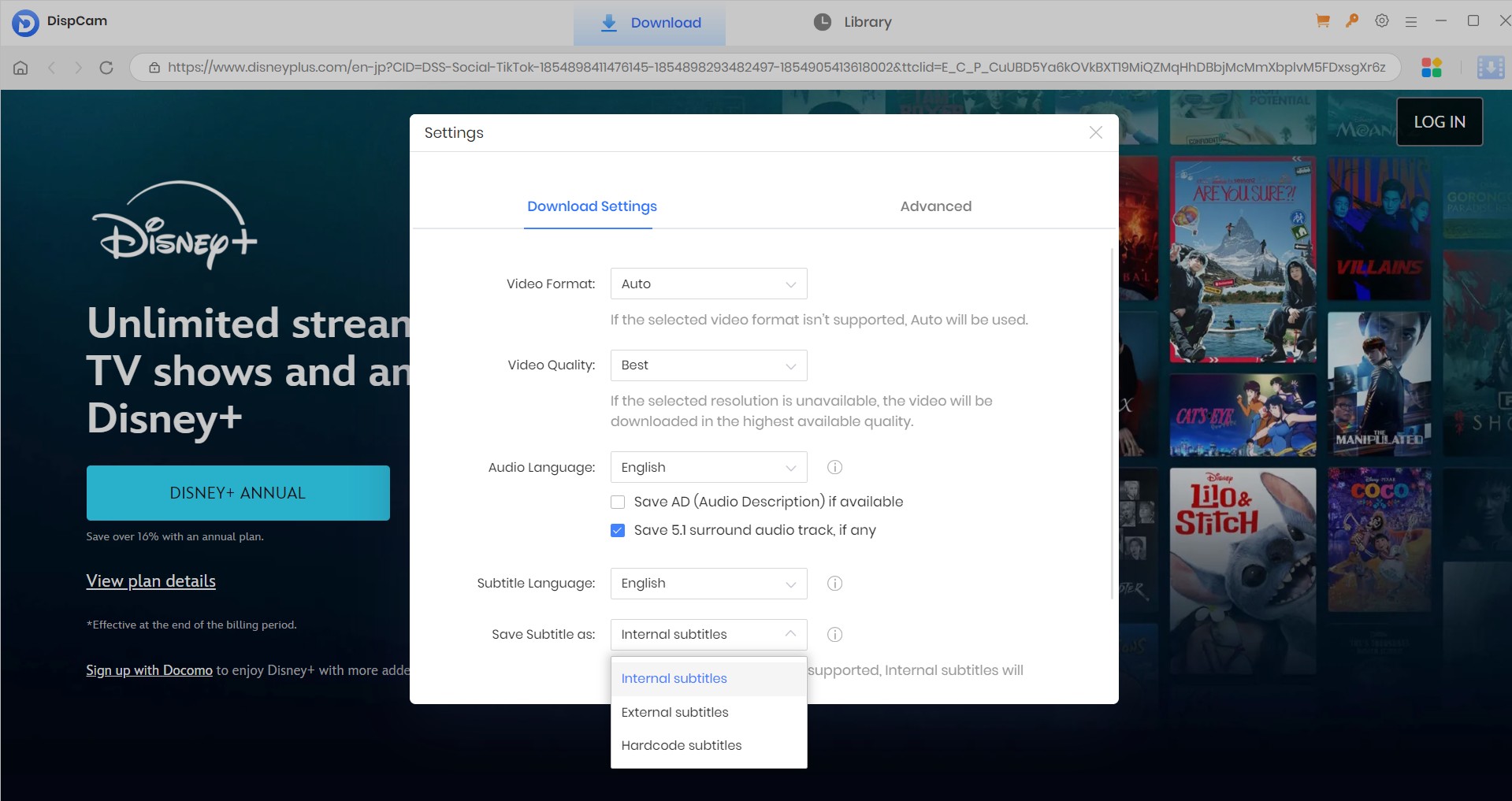 最佳 disney+ 下載器：dispcam