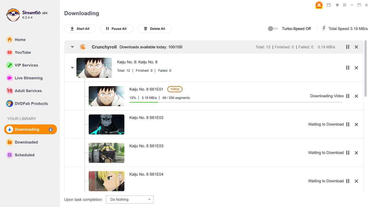 step 4 to download crunchyroll episodes on pc via streamfab
