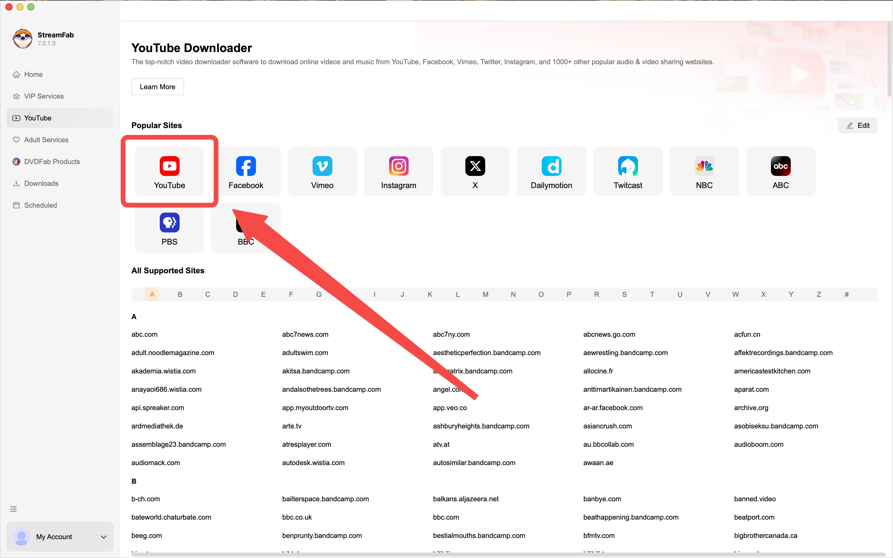 how to download a video from youtube: step 2 of streamfab