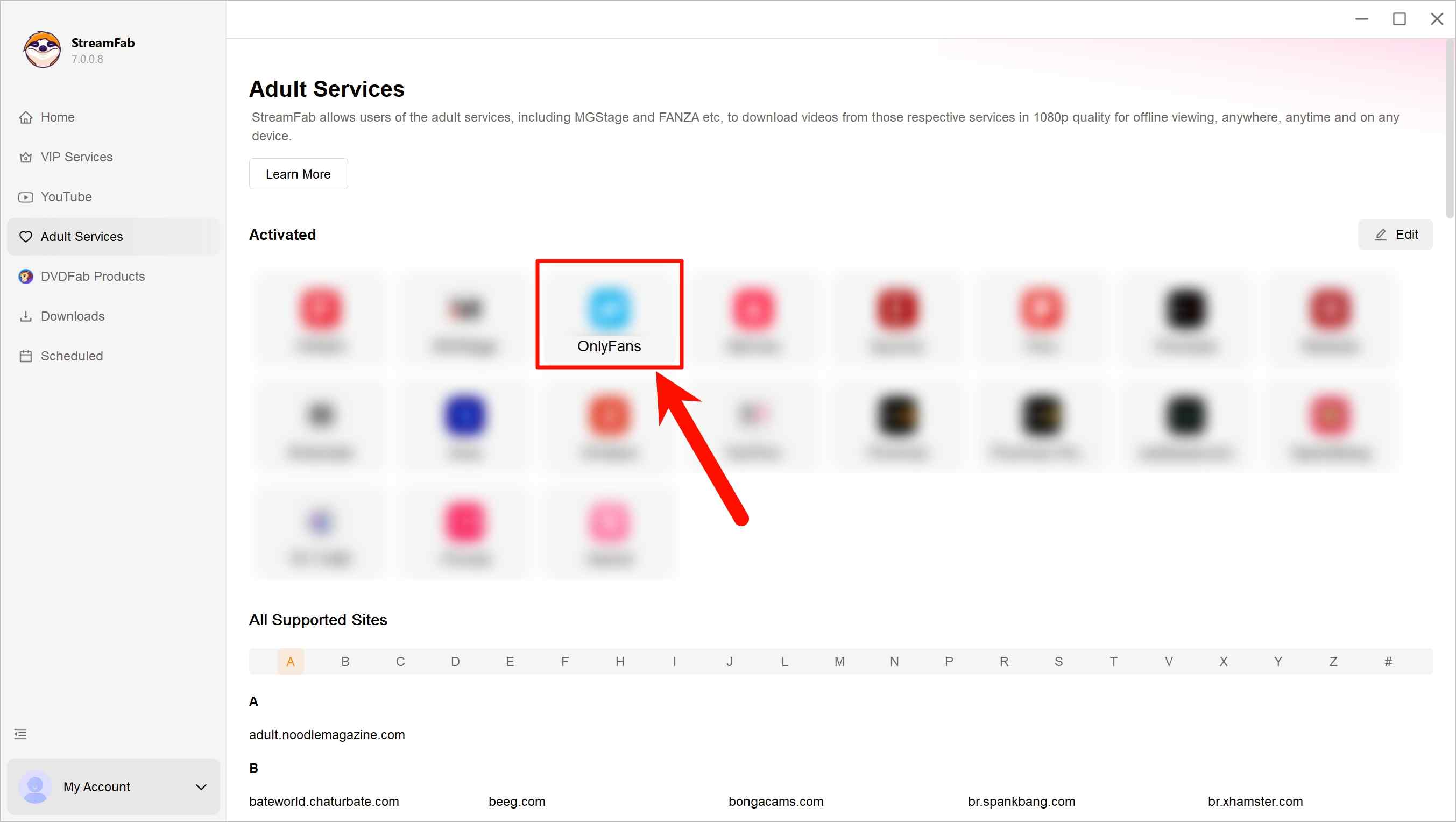 Wie man mit dem StreamFab OnlyFans Downloader OnlyFans DRM-Inhalte speichert: Schritt 1