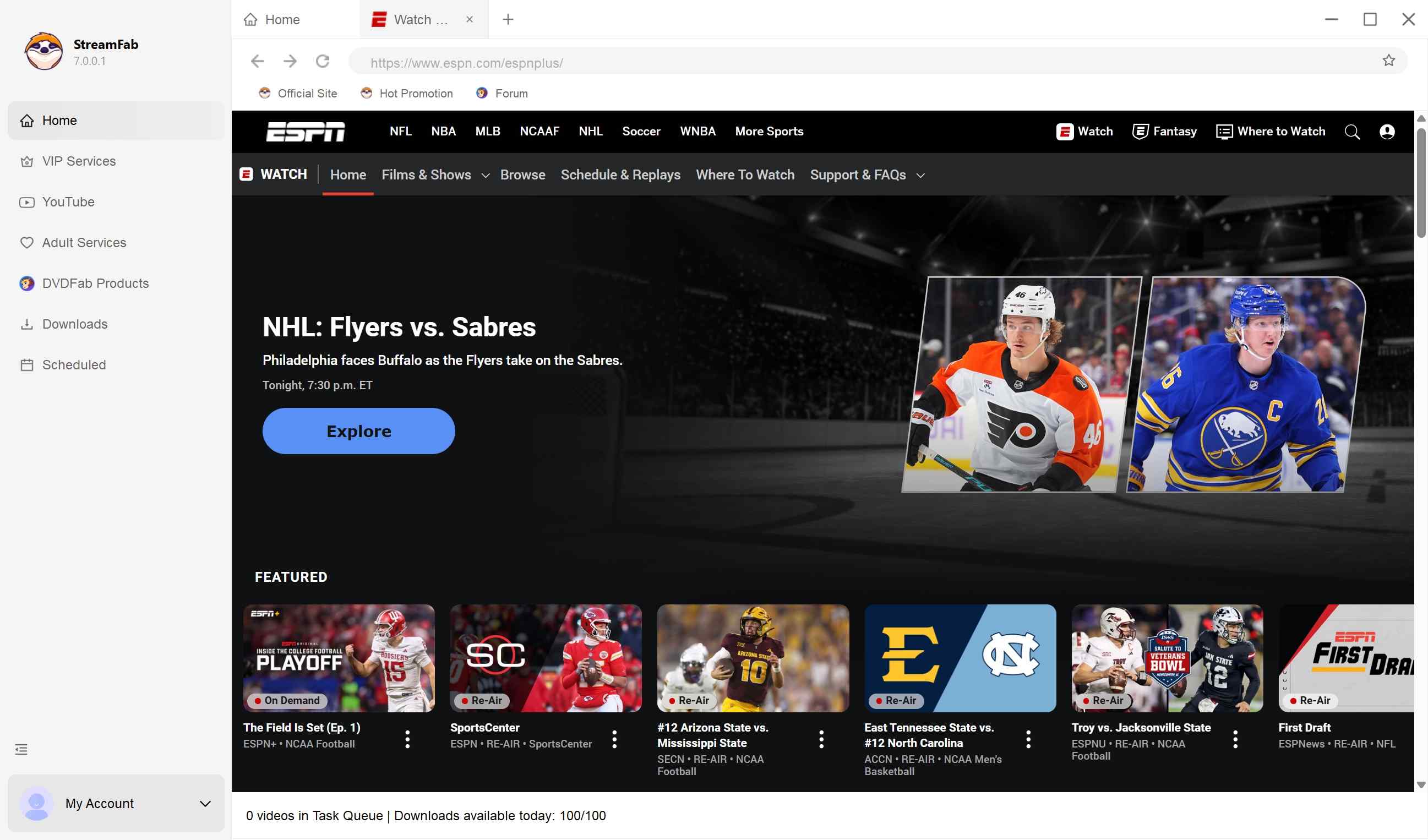 how to screen record espn plus videos with streamfab espn plus downloader step 2