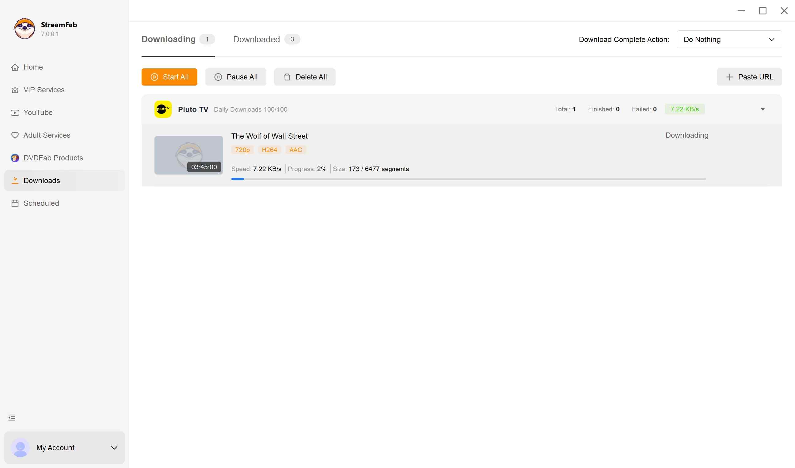 Télécharger Pluto TV : StreamFab Pluto TV Downloader : étape 5